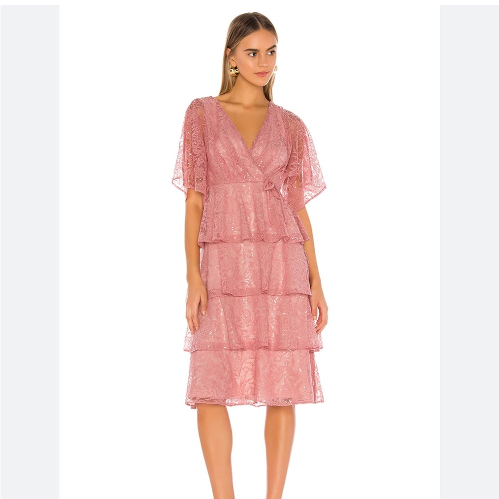 Tularosa- Autumn MIDI Dress in Dusty Rose